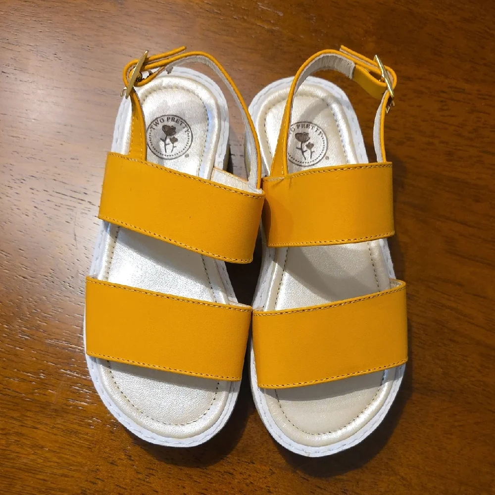 Yellow Girls Slides Sandals by Two Pretty
